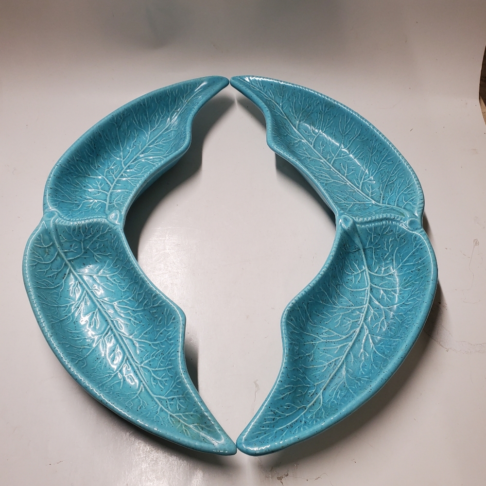 Vintage Turquoise California Pottery Lazy Susan Dip Crudite‎ Replacement Dishes